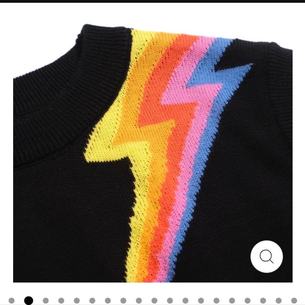 Black Skirt Set with Vibrant Lightning Design - Picture 9 of 10
